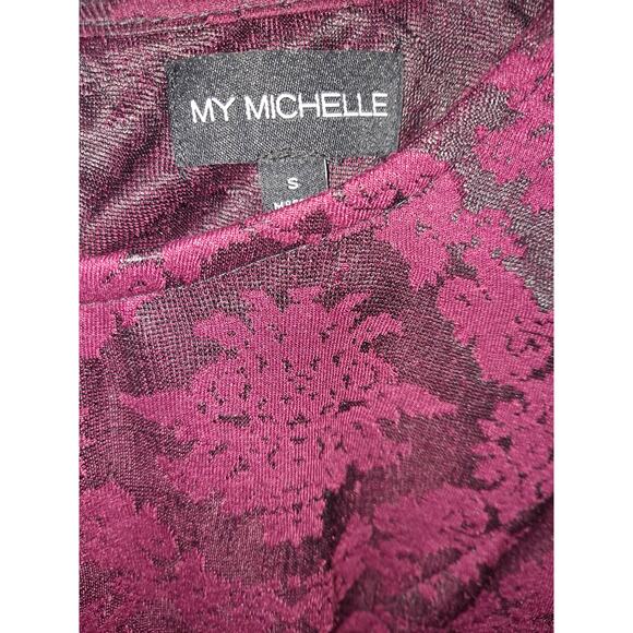 My Michelle Maroon Fit Flare Dress with Decorative Arms Size Small - Picture 4 of 8